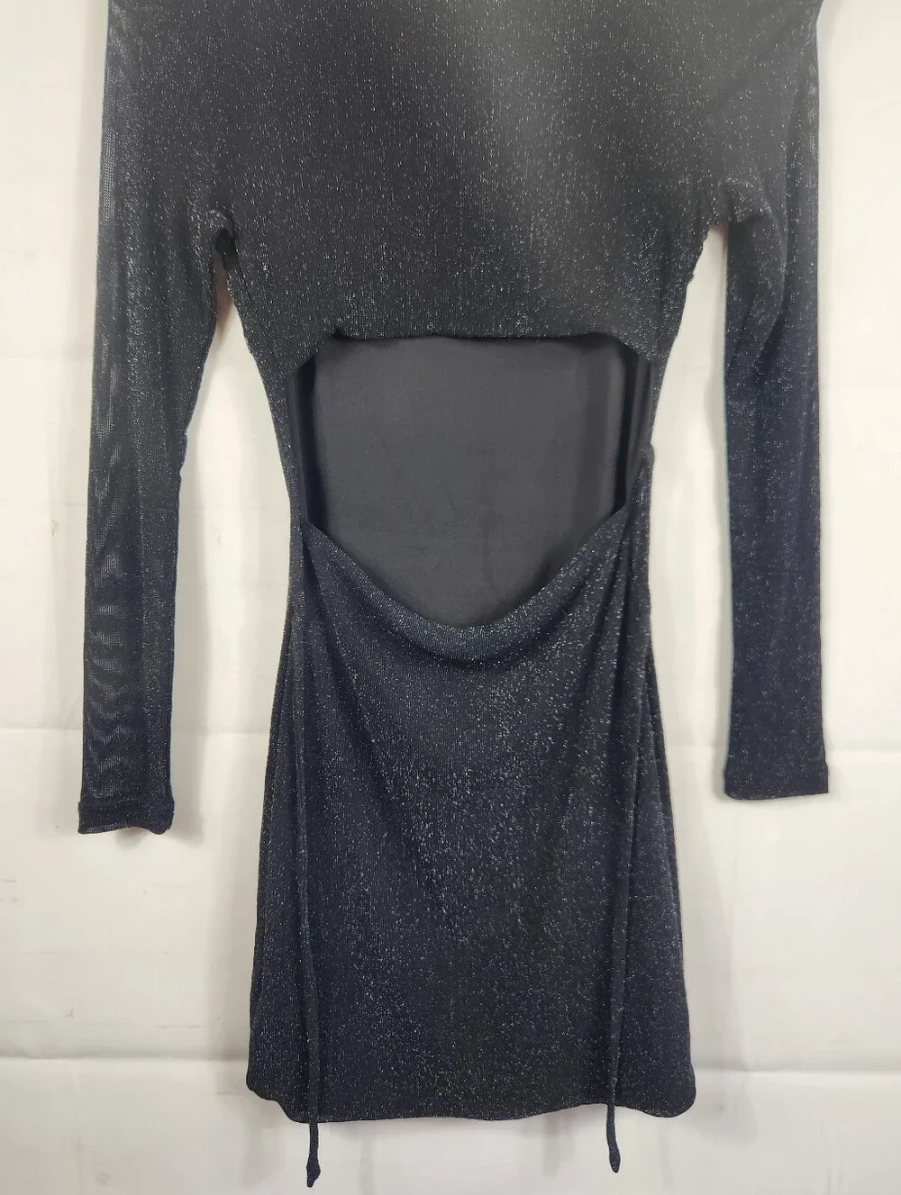 Hello Molly Bring Me To The Sky Metallic Black Shimmer Mini Dress Size S